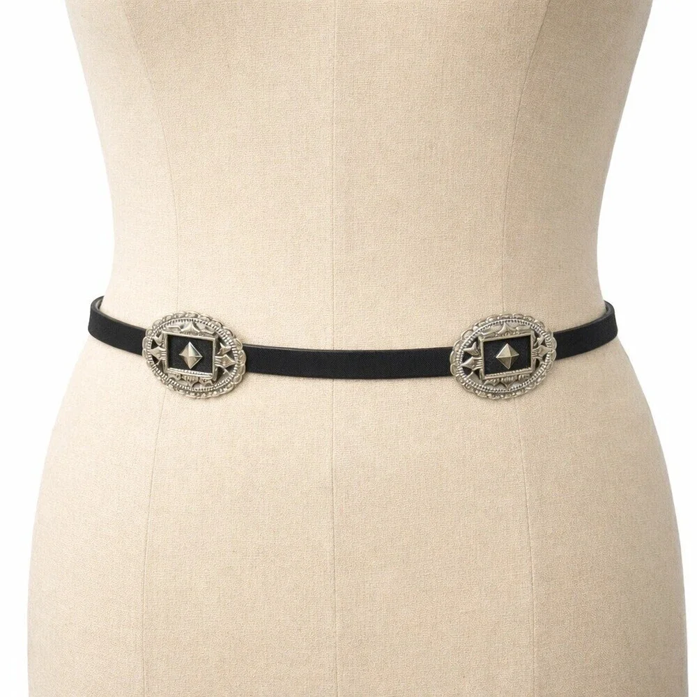 Vintage Y2K Express black silver concho belt womens size large